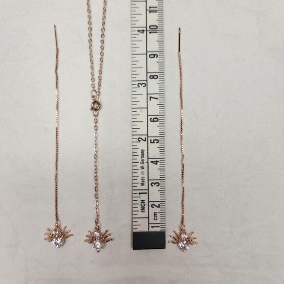 Rhinestone Spider Necklace Earrings - Picture 4 of 6